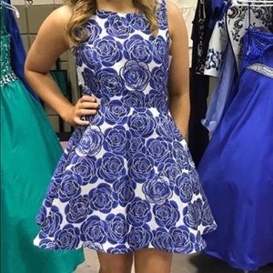 Blue flower cocktail dress